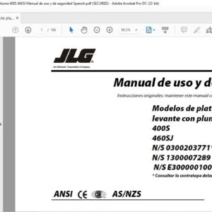 JLG Modelos de plataformas de levante con pluma 400S 460SJ Manual de uso y de seguridad  - PDF DOWNLOAD (Spanish)
