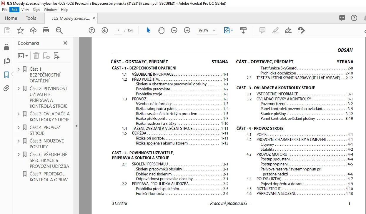 JLG Modely Zvedacich vylozniku 400S 400SJ Provozni a Bezpecnostni prirucka (3123318) - PDF DOWNLOAD (czech) - Image 3