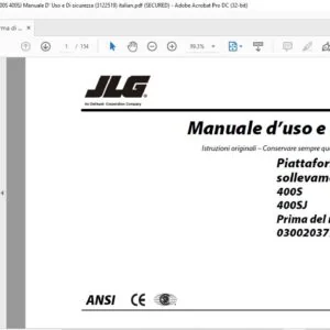 JLG Piattaforma di Sollevamento a braccio 400S 400SJ Manuale D' Uso e Di sicurezza (3122519) - PDF DOWNLOAD (italian)