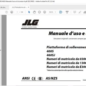 JLG Piattaforma di sollevamento a braccio 400S 460SJ Manuale d’uso e di sicurezza - PDF DOWNLOAD  (Italian)