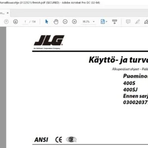 JLG puominostinmallit 400S 400SJ Käyttö- ja turvallisuusohje (3122521)  - PDF  DOWNLOAD (finnish)