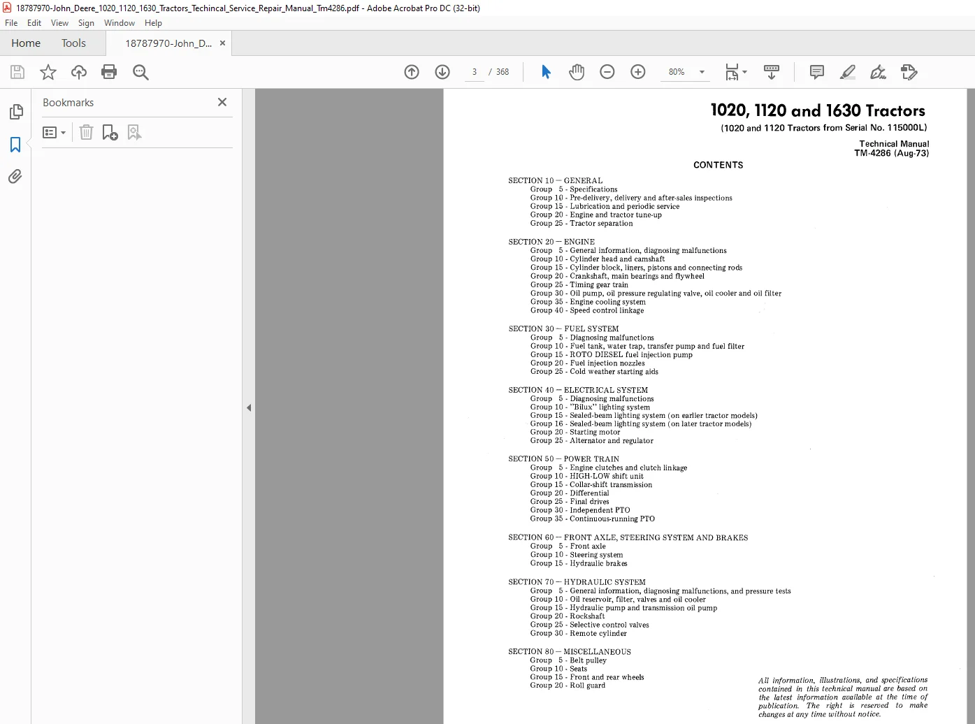 John Deere 1020 1120 & 1630 Tractors Technical Repair Manual - PDF DOWNLOAD - Image 2