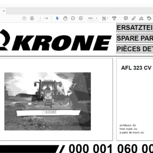 KRONE AFL 323 CV SPARE PARTS MANUAL  - PDF DOWNLOAD