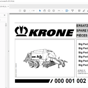 KRONE Big Pack 120-80 80-80 120-70 120-80 MC 80-80 - MC 120-70  MC SPARE PARTS MANUAL - PDF DOWNLOAD
