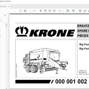 KRONE Big Pack 120-80 80-80 SPARE PARTS MANUAL - PDF DOWNLOAD