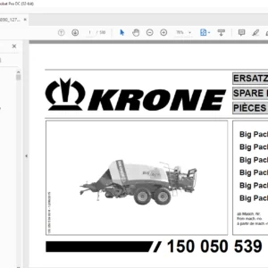 KRONE Big Pack 890 HSBig Pack 1270 HSBig Pack 1290 HSBig Pack 890 HS XCBig Pack 1270 HS  XC Big Pack 1290 HS XC SPARE PARTS MANUAL - PDF DOWNLOAD