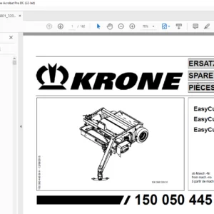 KRONE EasyCut 2801 CV 3201 CV 3600 CV PARTS MANUAL - PDF DOWNLOAD