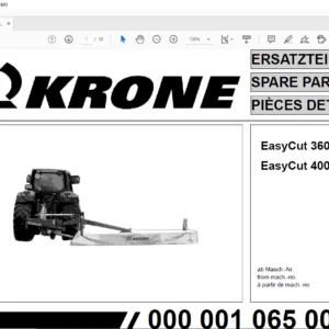 KRONE EasyCut 360 EasyCut 400 SPARE PARTS MANUAL - PDF DOWNLOAD