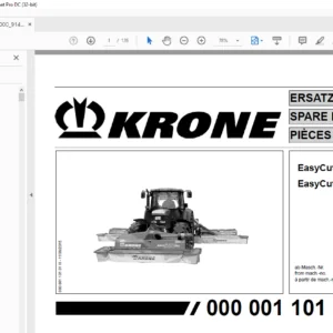 KRONE EasyCut 9000 CV 9140 CV SPARE PARTS MANUAL - PDF DOWNLOAD