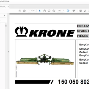 KRONE EasyCut B 870 CV EasyCut B 870 CVCollect EasyCut B 870 CR EasyCut B 870 CR Collect SPARE PARTS MANUAL - PDF DOWNLOAD