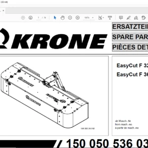 KRONE EasyCut F 320 M EasyCut F 360 M SPARE PARTS MANUAL - PDF DOWNLOAD