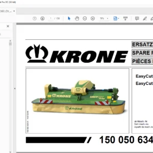 KRONE EasyCut F 360 CV F 360 CR PARTS MANUAL - PDF DOWNLOAD