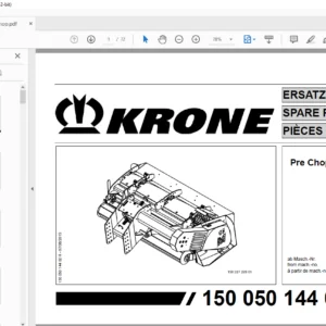 KRONE Pre Chop SPARE PARTS MANUAL - PDF DOWNLOAD