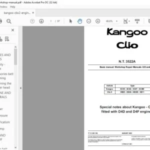 Kangoo Clio 325 & 337 Workshop Repair Manual - PDF DOWNLOAD