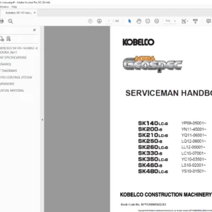 Kobelco SK 140LC-8 200-8 210LC-8 250-8 260LC-8 330-8 350LC-8 460-8 480LC-8 Service Handbook Manual