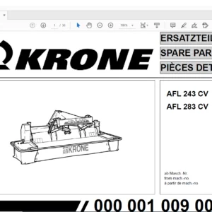 Krone AFL 243 CV AFL 283 CV Spare Parts Manual - PDF DOWNLOAD