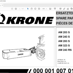 Krone AM 203 S AM 243 S AM 283 S AM 323 S AM 243 RS Spare Parts Manual  - PDF DOWNLOAD
