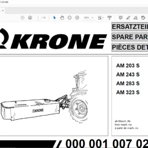 Krone AM 203 S AM 243 S AM 283 S AM 323 S Spare Parts Manual - PDF DOWNLOAD