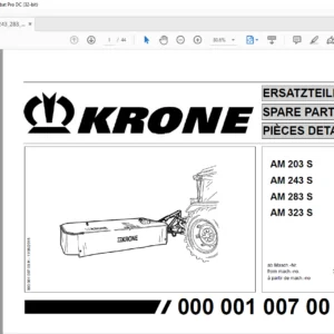 Krone AM 203 S AM 243 S AM 283 S AM 323 S Spare Parts Manual  - PDF DOWNLOAD