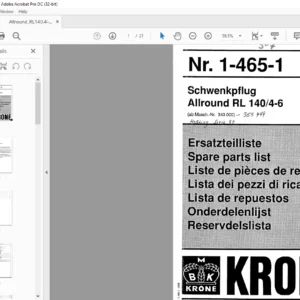 Krone Allround RL 1404-6 Spare Parts List Manual - PDF DOWNLOAD