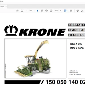 Krone BIG X 800 BIG X 1000 Spare Parts Manual - PDF DOWNLOAD