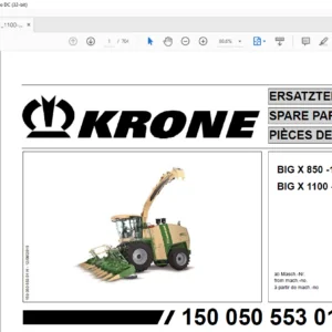 Krone BIG X 850 -1 BIG X 1100 -1 Spare Parts Manual - PDF DOWNLOAD