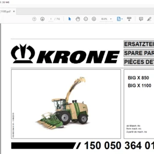 Krone BIG X 850 BIG X 1100 Spare Parts Manual - PDF DOWNLOAD