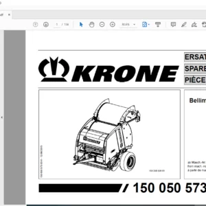 Krone Bellima F 125 Spare Parts Manual  -  PDF DOWNLOAD