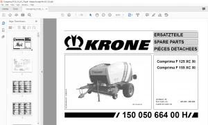 Krone Comprima F125 155 XC XT Spare Parts Manual - PDF DOWNLAOD