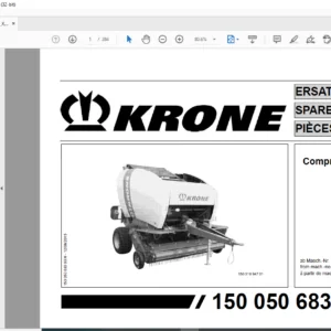 Krone Comprima V 150 XC Xt Spare Parts Manual - PDF DOWNLOAD