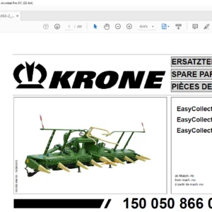 Krone EasyCollect 450-2 600-2 750-2 Spare Parts Manual - PDF DOWNLOAD