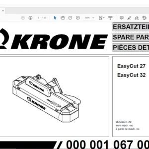 Krone EasyCut 27 EasyCut 32 CV Spare Parts Manual - PDF DOWNLOAD