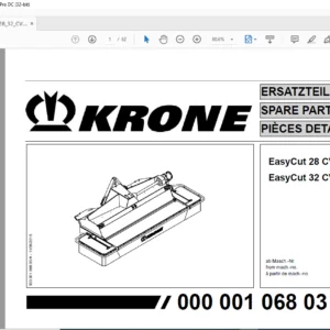 Krone EasyCut 28 CV EasyCut 32 CV Spare Parts Manual - PDF DOWNLOAD