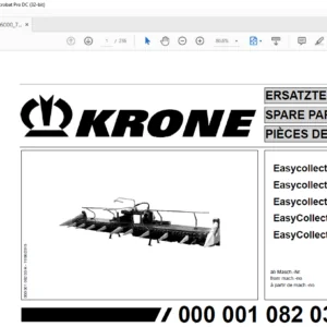 Krone Easycollect 6000 7500 9000 6000 F 6000 FP Spare Parts Manual - PDF DOWNLOAD