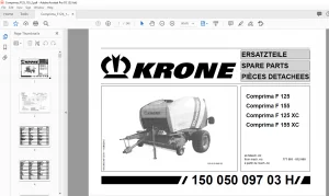 Krone Comprima F 125 F 155 F 125 XC F 155 XC Spare Parts Manual - PDF DOWNLOAD