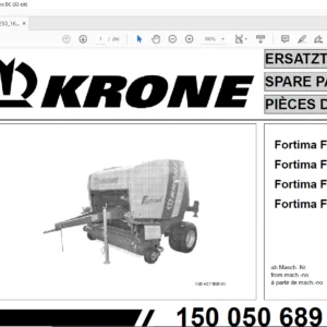 Krone Fortima F 1250 F 1600 F 1250 MC  F 1600  MC Spare Parts Manual - PDF DOWNLOAD