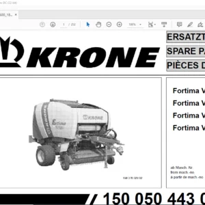 Krone Fortima V 1500 V 1800 V 1500 MC V 1800 MC Spare Parts Manual  - PDF DOWNLOAD