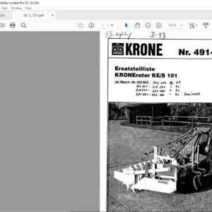 Krone KE/S 101 Ersatzteilliste - PDF DOWNLOAD