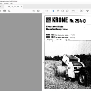 Krone KR 125 KR 155 Spare Parts Manual - PDF DOWNLOAD