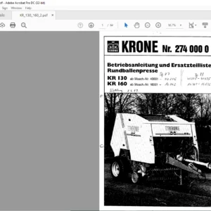 Krone KR 130 KR 160 Spare Parts Manual - PDF DOWNLOAD