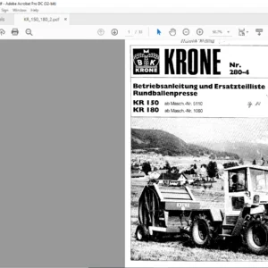 Krone KR 150 180 Spare Parts Manual - PDF DOWNLOAD