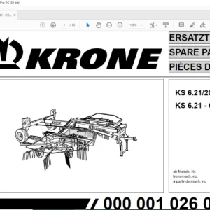 Krone KS 6.21/20 DUO KS 6.21-6.81/20 Duo Spare Parts Manual - PDF DOWNLOAD