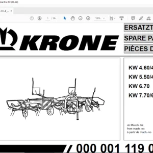 Krone KW 4.60/4 KW 5.50/4X7 KW 6.70 KW 7.70/6X7 Spare Parts Manual - PDF DOWNLOAD