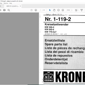 Krone KW 550-4 KW 640-6 KW 770-6x7 Spare Parts Manual - PDF DOWNLOAD