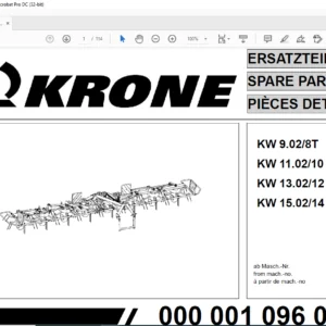 Krone KW 9.02/8T KW 11.02/10 T KW 13.02/12 T KW 15.02/14 T Spare Parts Manual - PDF DOWNLOAD