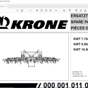 Krone KWT 7.70/6X7 KWT 8.50/8 KWT 10.50/8X7 Spare Parts Manual - PDF DOWNLOAD