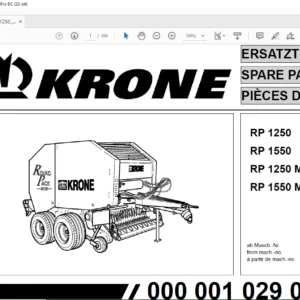 Krone RP 1250 RP 1550 RP 1250 MC RP 1550 MC Spare Parts Manual  - PDF DOWNLOAD