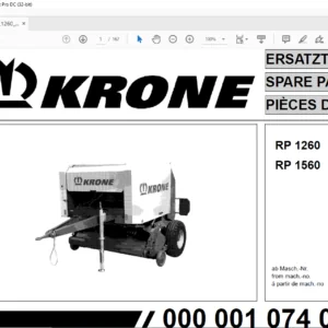 Krone RP 1260 RP 1560 Spare Parts Manual  - PDF DOWNLOAD