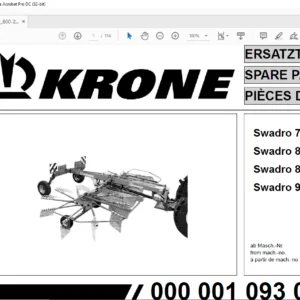 Krone Swadro 700 Swadro 800 / 20 Swadro 800 / 26 Swadro 900 Spare Parts Manual - PDF DOWNLOAD