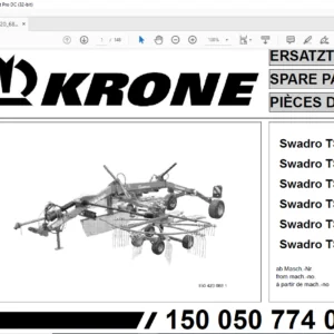 Krone Swadro TS 620 TS 620 Twin TS 680 TS 680 Twin TS 740 TS 740 Twin Spare Parts Manual - PDF DOWNLOAD